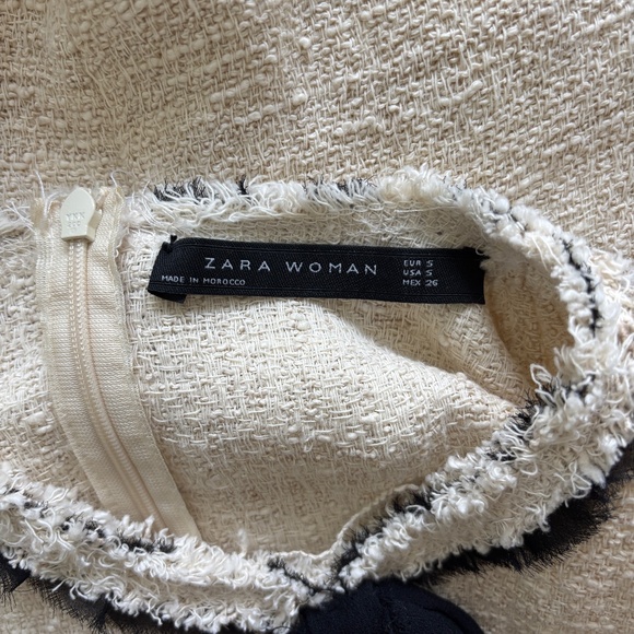 Zara Cream Tweed Dress with Black Bow Detail - Picture 6 of 6